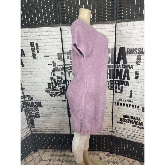 BP Plus 2X Soft Cozy Lilac Scoop Neck Short Sleeve Above Knee Sweater Dress - Picture 3 of 5